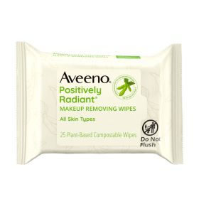 Aveeno Positively Radiant Oil-Free Makeup Removing Facial Wipes, 25 Count