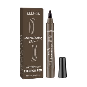 EELHOE Quad Wild Water Eyebrow Pencil Shape Eyebrow Waterproof Sweatproof Fill-in Eyebrow Natural Volume Multi-Color (Option: 2pcs)