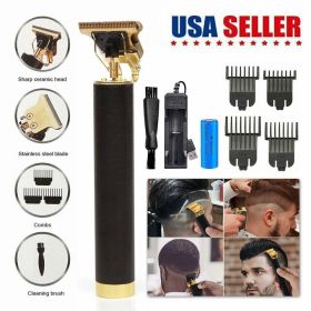 Professional Trimmer Hair Clippers Cutting Beard Cordless Barber Shaving Machine (Color: Black)