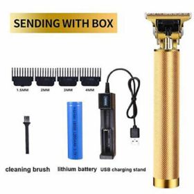 Professional Trimmer Hair Clippers Cutting Beard Cordless Barber Shaving Machine (Color: Gold)