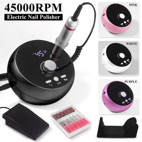 45000RPM Nail Drill Machine Electric Portable Nail Drill Rechargeable Nail Drill Machine for Polishing Gel Nails Suitable for Home Nail Salons (Color: DMJ-203-Black-US)